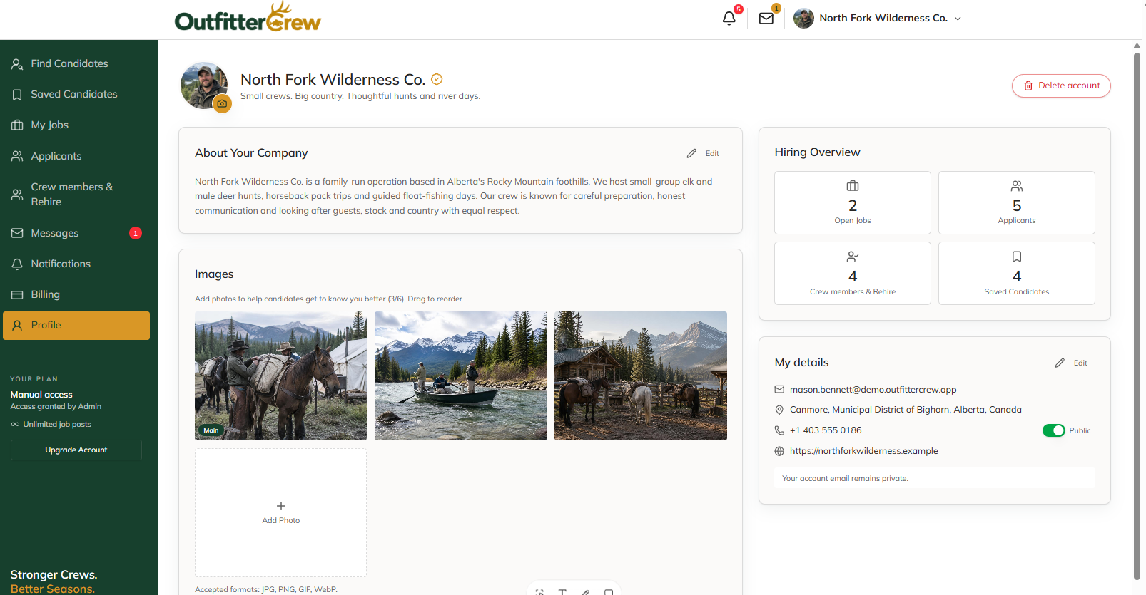 North Fork Wilderness Co. — perfil de outfitter en OutfitterCrew